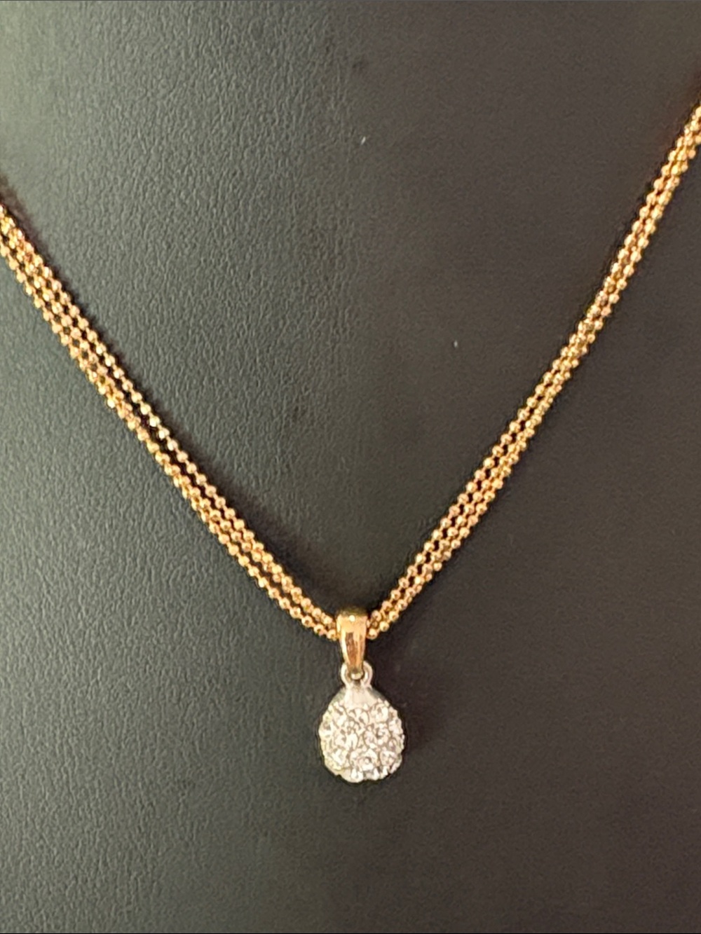 Avon pave crystal pendant on triple beaded chain